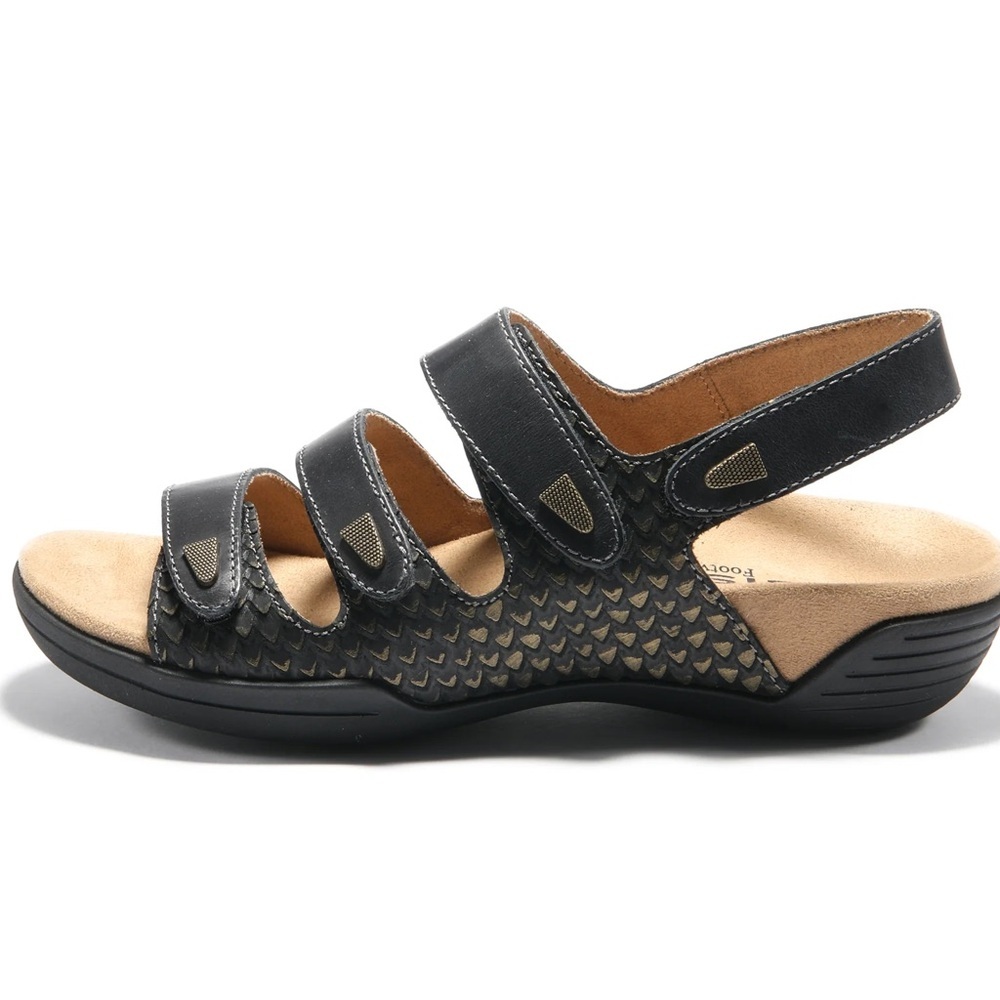 Halsa Footwear Women’s Damaris Black and Tan Strappy Sandals Size 7